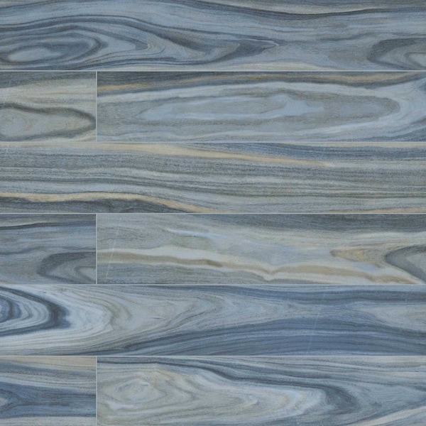 Dellano Exotic Blue 8 In. X 48 In. Polished Porcelain Floor And Wall Tile, 4PK